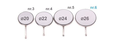 Mouth mirrors plain rhodium front surface size 6 (26mm) - 12 pcs box