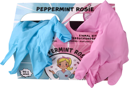 Nitrile examination gloves STYLE PEPPERMINT ROSSIE, powderfree (60 pcs box) S