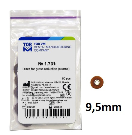 Krążki polerskie na standardową mandrelkę na rynku (op.50 szt.) 9,5 mm - coarse (1.731BR) - TOR VM