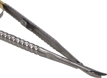 Twist micro needle holder with TC, with lock, curved - 17,5 cm (2000-66)