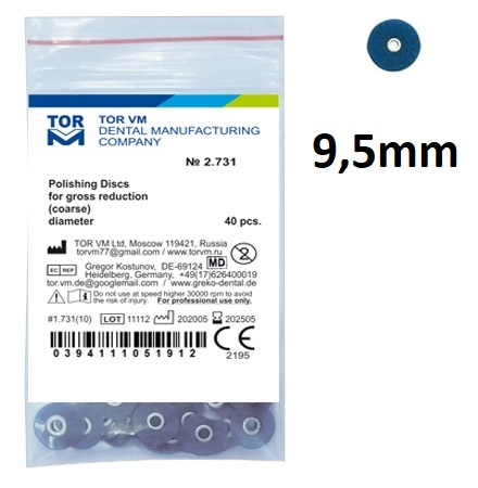 Krążki polerskie na standardową mandrelkę na rynku (op.40 szt.) 9,5 mm - super coarse (2.731) - TOR VM