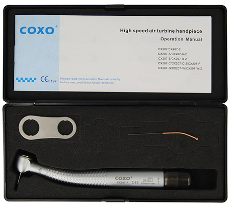 Coxo high-speed air turbine handpiece with LED - CX207-F H15-TP4 (LED generator, spray, push-button)