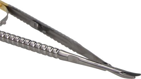 Twist micro needle holder with TC, with lock, curved - 17,5 cm (2000-66)