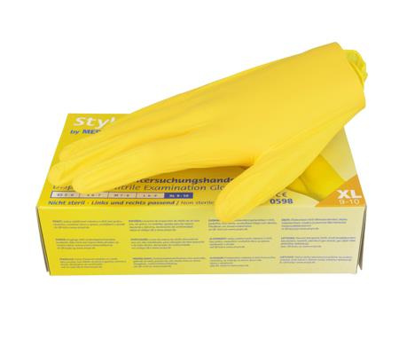 Nitrile examination gloves STYLE, powderfree (100 pcs box) XL lemon