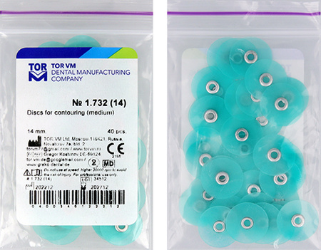 Polishing discs for S-Flex mandrel (40 pcs box) 14 mm green medium - TOR VM